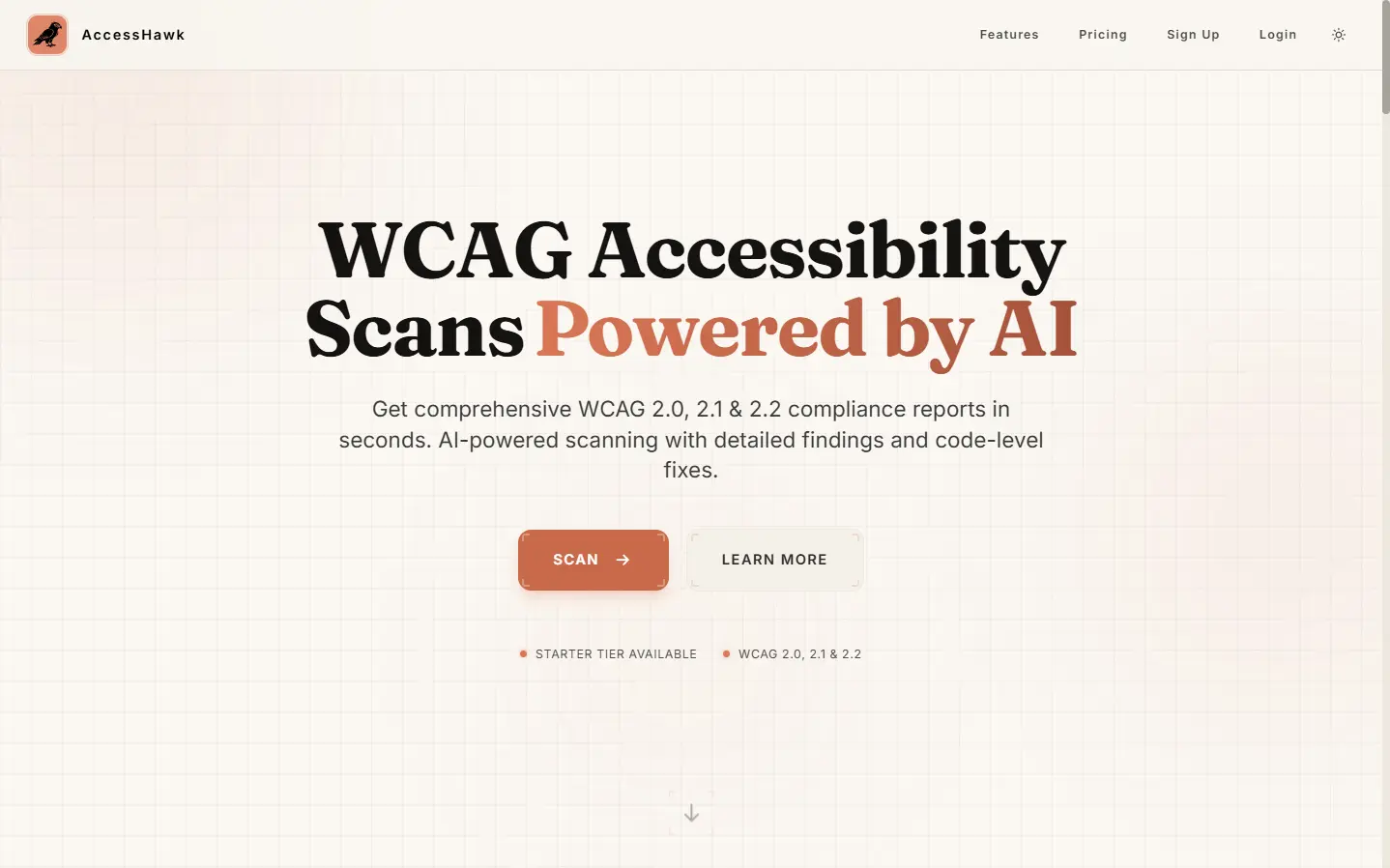 AccessHawk website screenshot